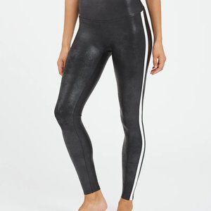 Faux Leather Side Stripe Leggings